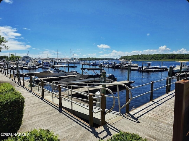 view of dock featuring a water view