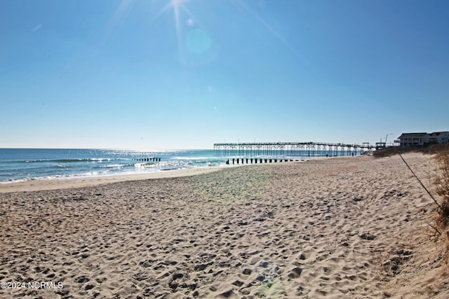 view of water feature featuring a view of the beach