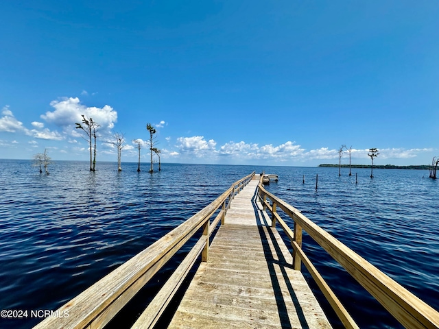 view of dock featuring a water view