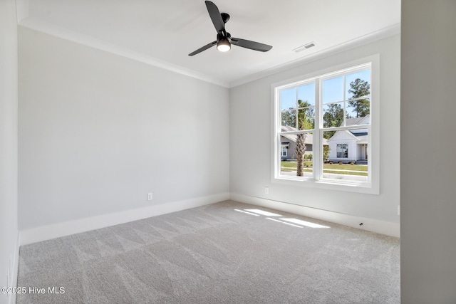 5037 Saltgrass Cv, Leland, NC 28451 - unfurnished room with carpet floors, ceiling fan, ornamental molding, and baseboards