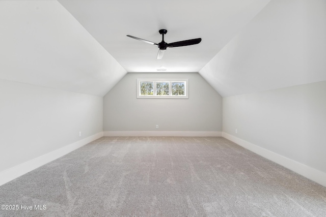 5037 Saltgrass Cv, Leland, NC 28451 - additional living space featuring a ceiling fan, carpet floors, lofted ceiling, and baseboards