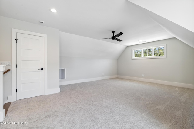 5037 Saltgrass Cv, Leland, NC 28451 - bonus room featuring vaulted ceiling, ceiling fan, light carpet, baseboards, and recessed lighting