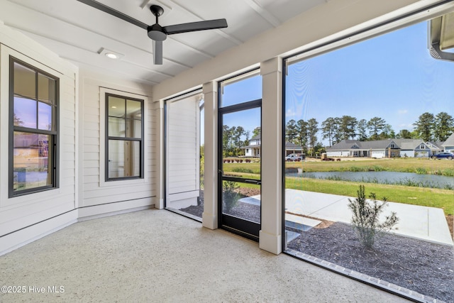 5037 Saltgrass Cv, Leland, NC 28451 - unfurnished sunroom with a water view