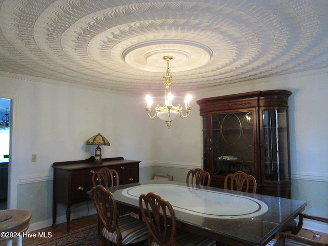 dining area with a chandelier