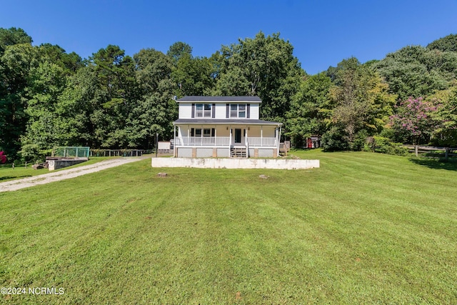 view of front of house featuring a front lawn and a porch