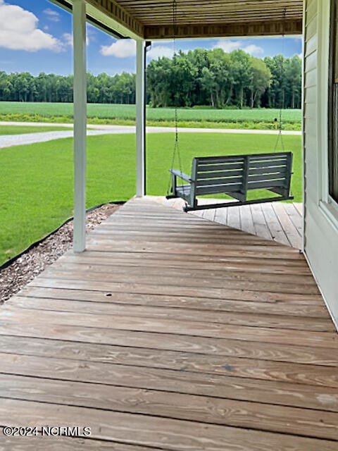 deck with a lawn