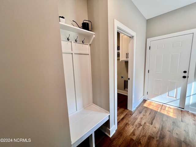 3701 Greystone Dr, Rocky Mount, NC 27804 - mudroom featuring baseboards and wood finished floors