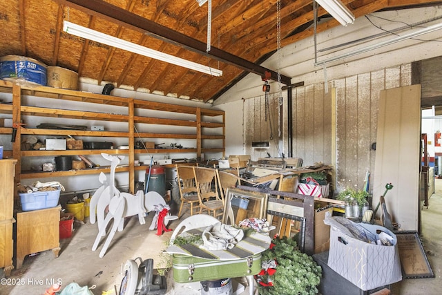 interior space with concrete floors and lofted ceiling