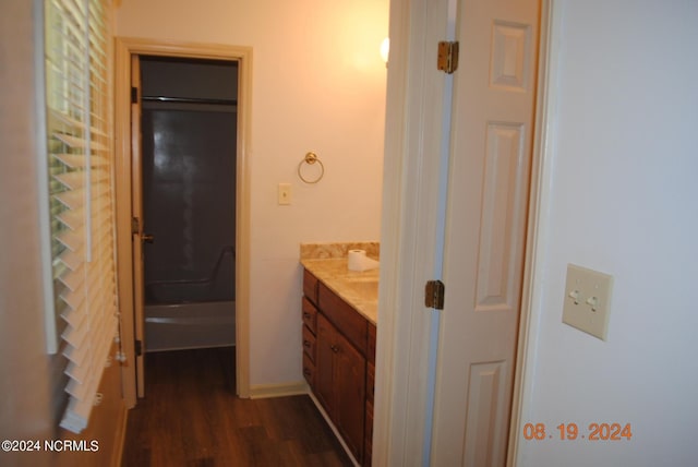 bathroom featuring wood finished floors and vanity