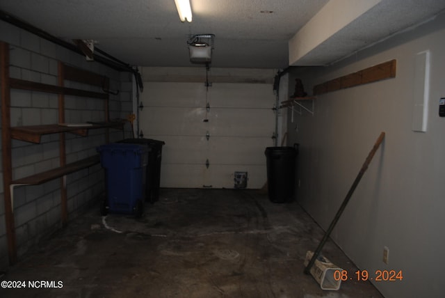 garage with a garage door opener