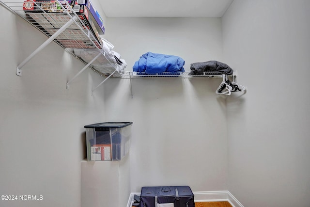 walk in closet featuring wood finished floors