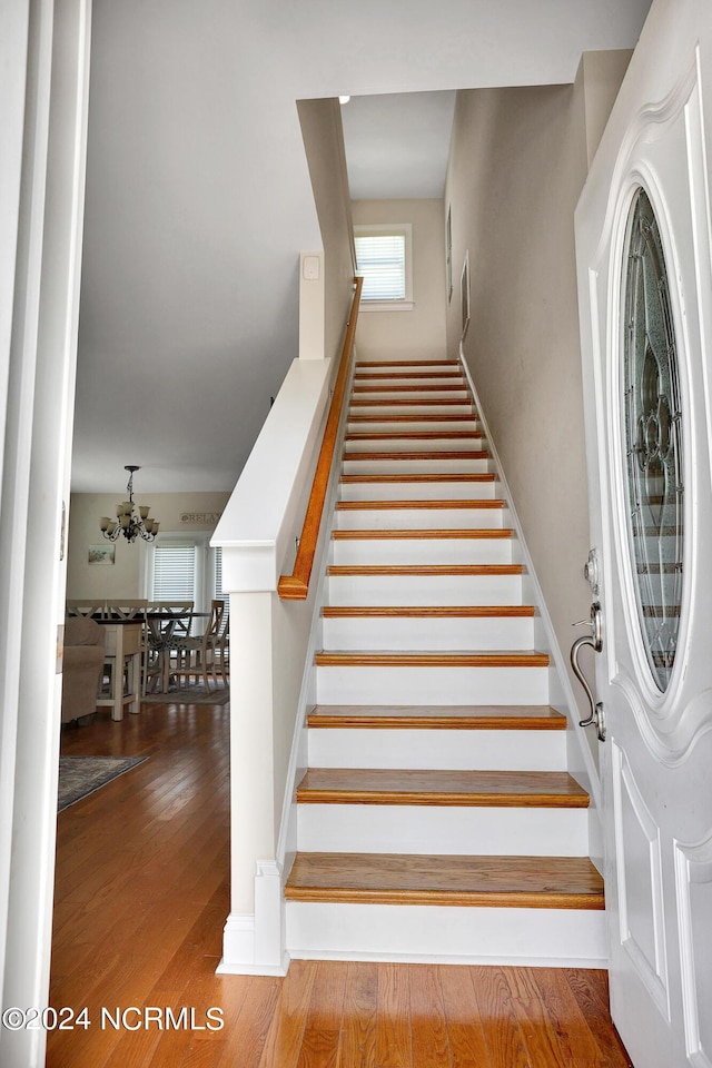 staircase featuring wood finished floors