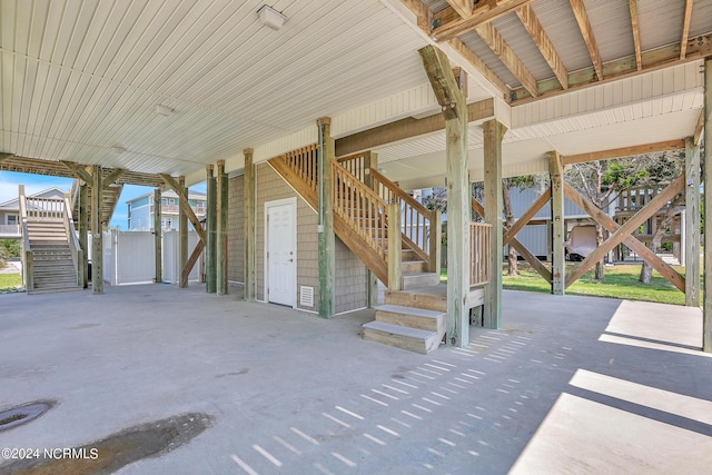 view of patio / terrace featuring stairs