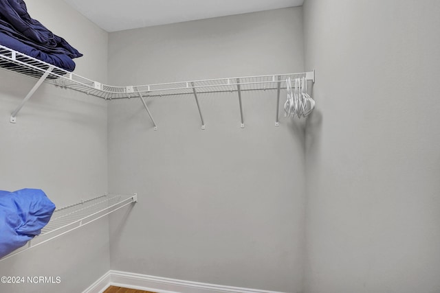 spacious closet with wood finished floors