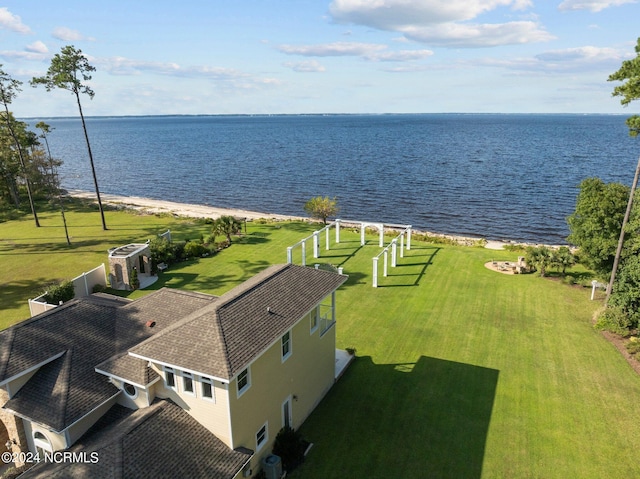 bird's eye view featuring a water view