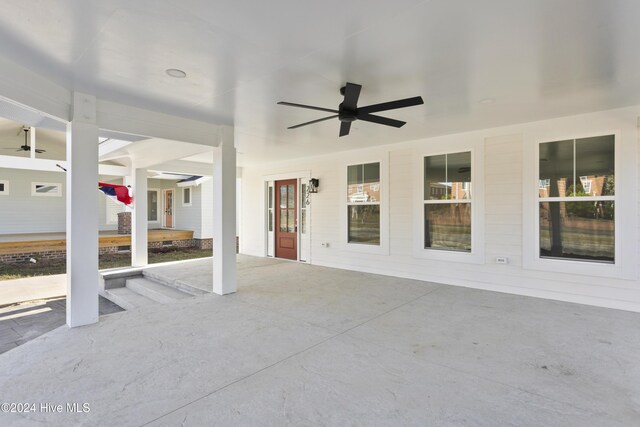 view of patio / terrace featuring ceiling fan