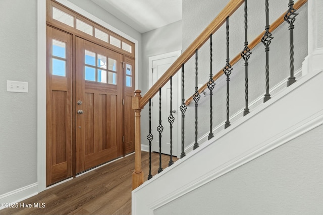 entrance foyer featuring dark wood-type flooring