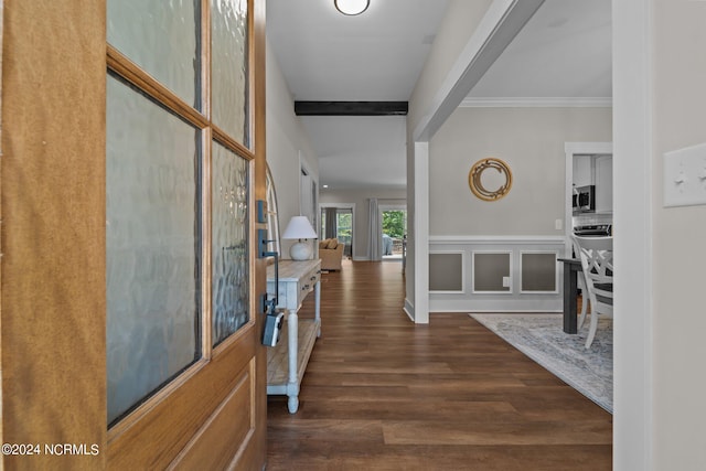 foyer entrance with dark hardwood / wood-style flooring