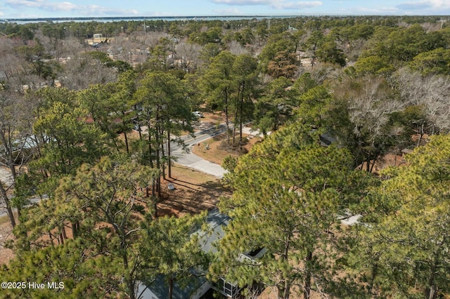 aerial view featuring a forest view