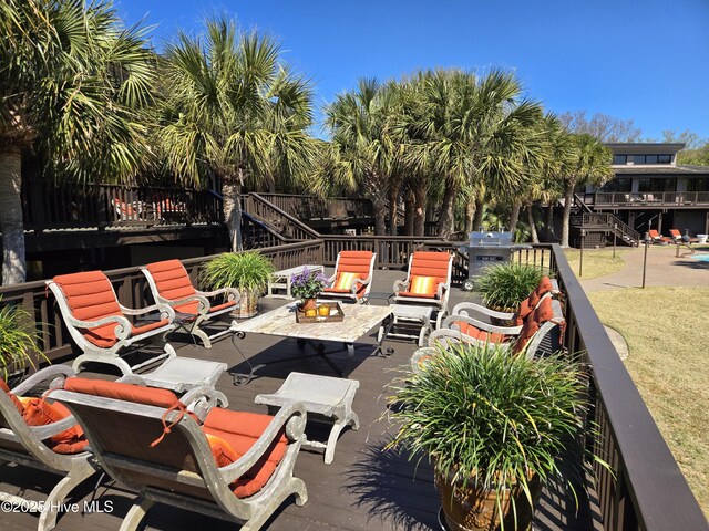 7422 Sea Lilly Ln, Wilmington, NC 28409 - view of patio featuring a deck and stairway