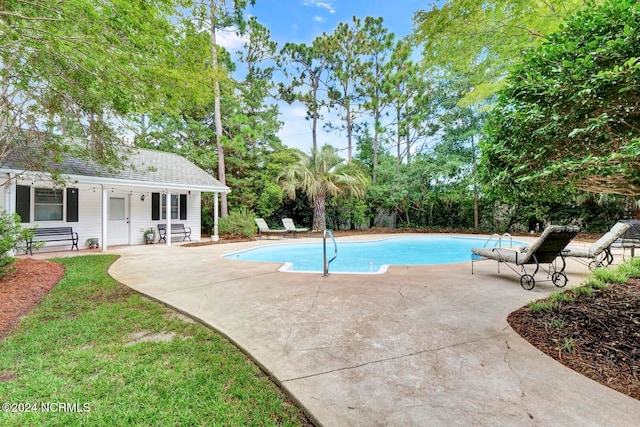 view of pool featuring a patio