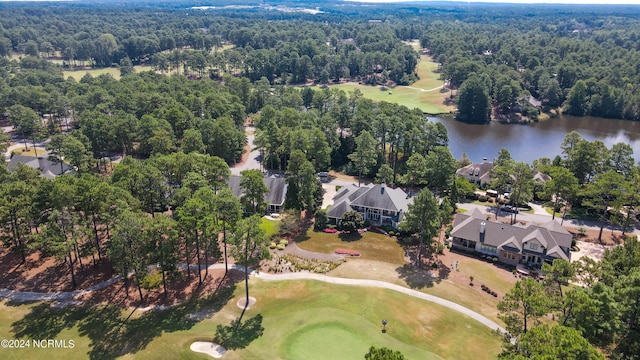 119 Saint Mellions Dr, Pinehurst, NC 28374 - drone / aerial view featuring a water view, a forest view, and view of golf course