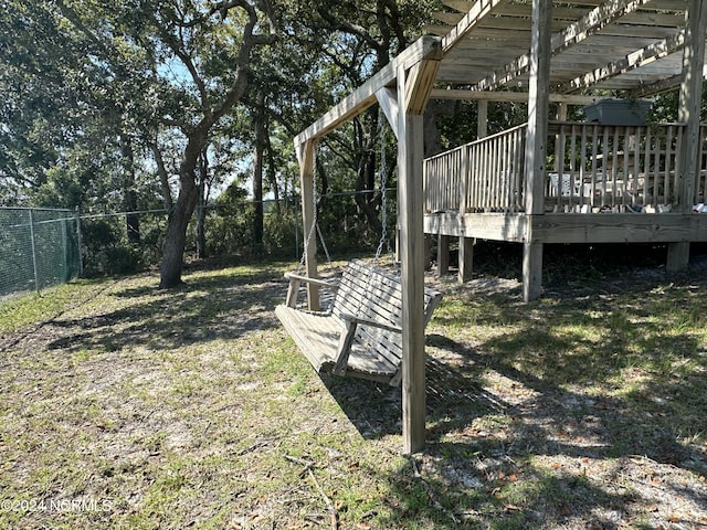 view of yard featuring a deck