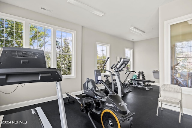 exercise room featuring a healthy amount of sunlight