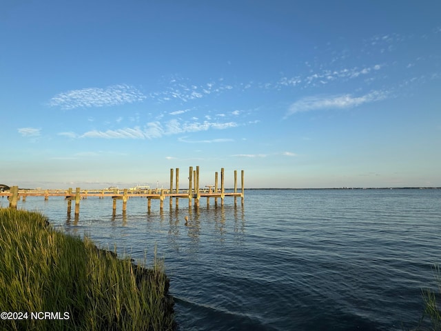 view of dock featuring a water view