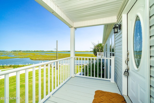 balcony with a water view