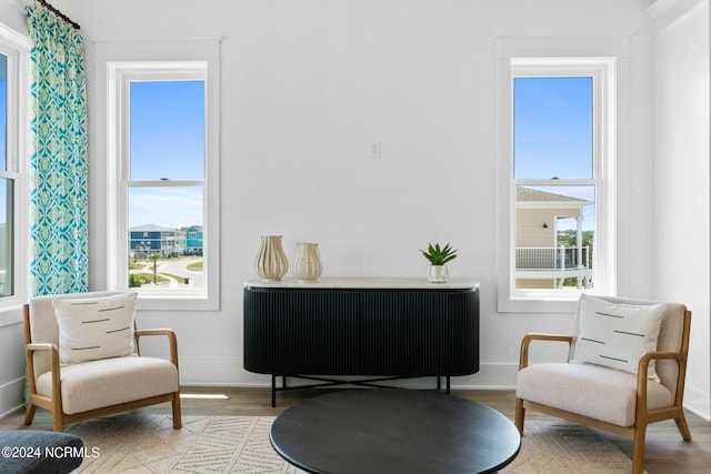 sitting room featuring hardwood / wood-style flooring