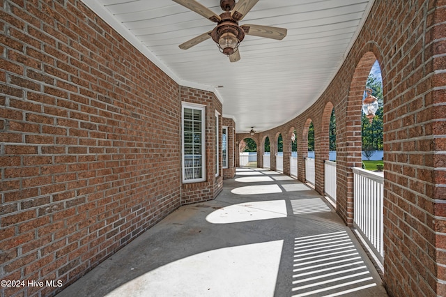 view of patio with ceiling fan