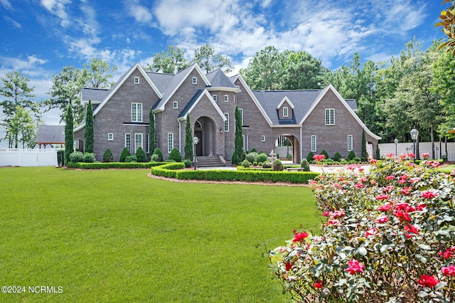 view of front of home with a front lawn