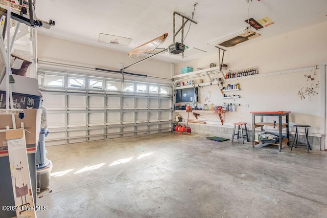 garage with a garage door opener