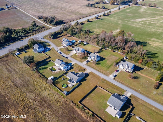 birds eye view of property with a rural view