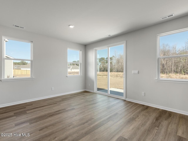 spare room with wood-type flooring