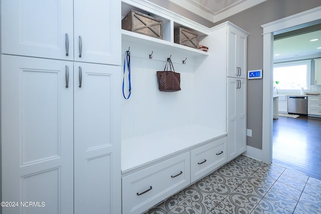 mudroom with tile patterned flooring