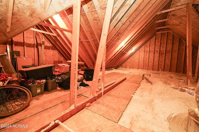 view of unfinished attic