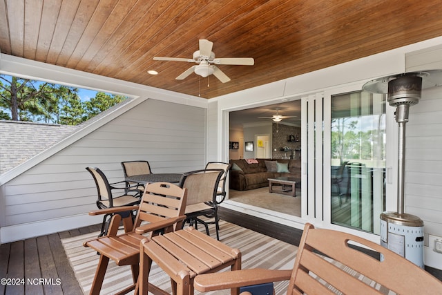 wooden terrace with ceiling fan