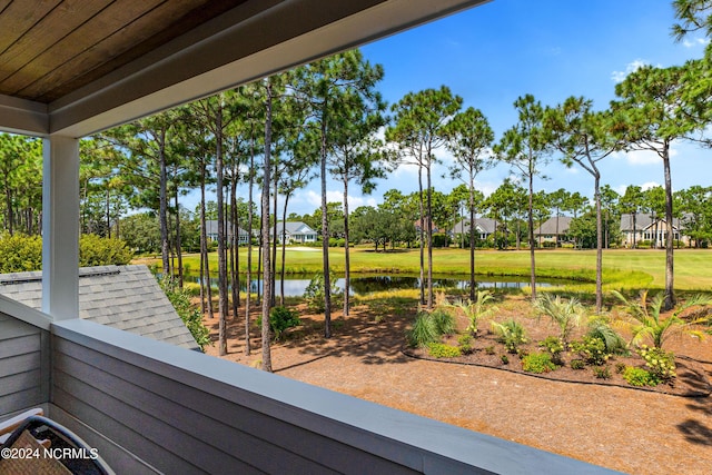 balcony with a water view