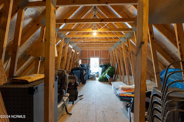 view of unfinished attic