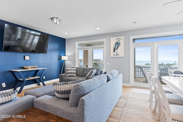 living room featuring light hardwood / wood-style flooring