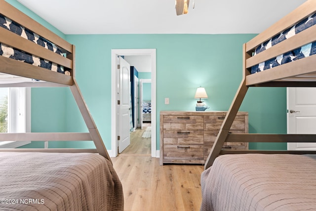 bedroom with light hardwood / wood-style flooring