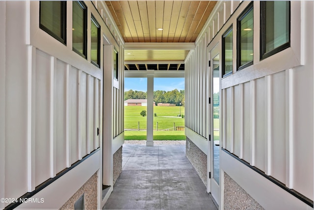 entryway featuring wood ceiling