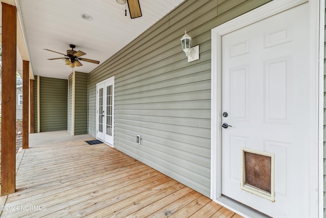 deck featuring ceiling fan