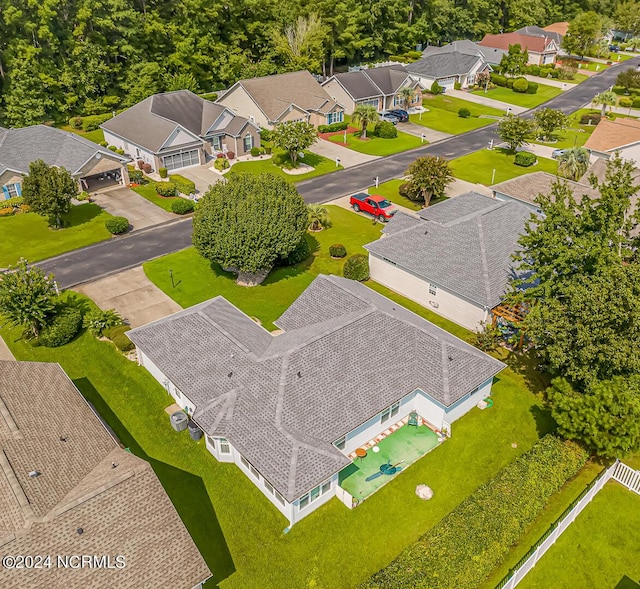 drone / aerial view with a residential view