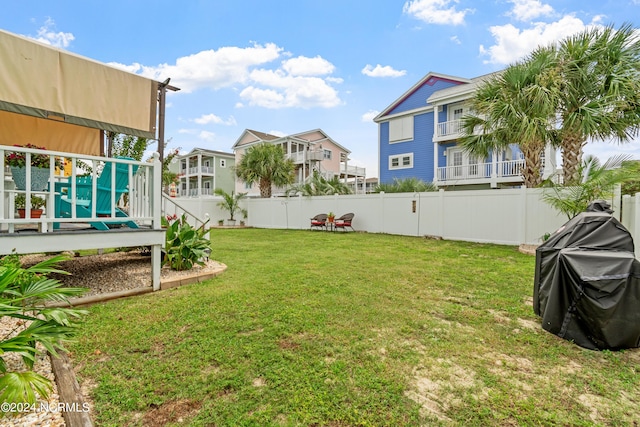 view of yard with a fenced backyard