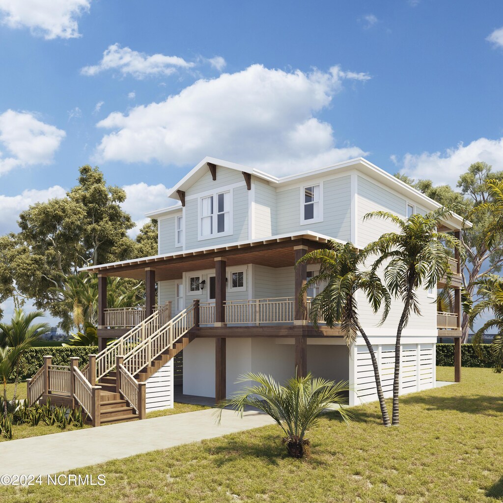 view of front of property featuring a porch and a front yard