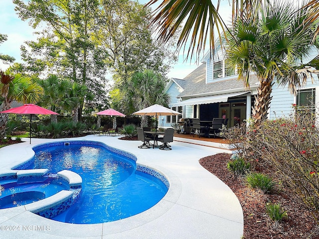 view of swimming pool with a patio