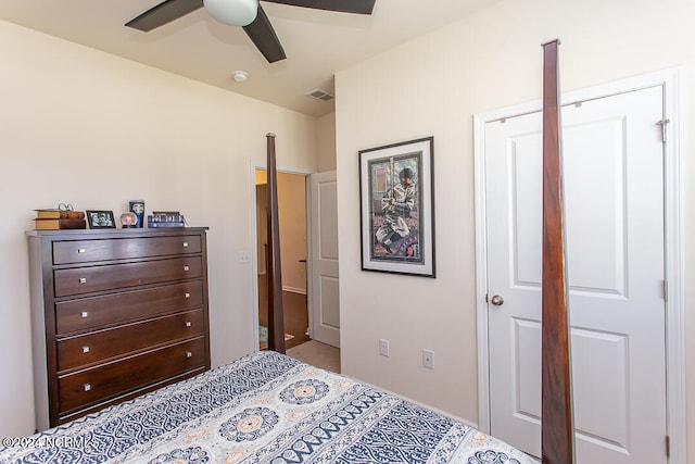 bedroom featuring ceiling fan